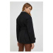 Vlněný kabát BOSS černá barva, přechodný, oversize