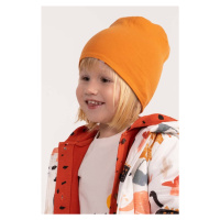 Oboustranná dětská čepice Coccodrillo oranžová barva, z tenké pleteniny