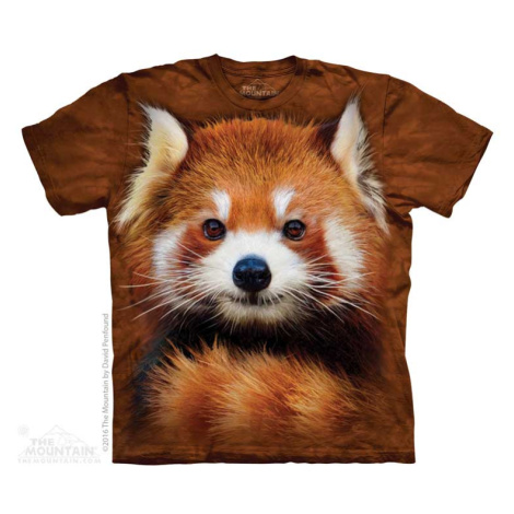 Pánské batikované triko The Mountain - Red Panda Portrait - hnědé