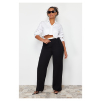 Trendyol Curve Black Waist Detailed Knitted Trousers