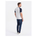 Modro-bílé pánské tričko Ombre Clothing Reglan