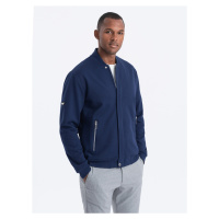 Ombre Men's unbuttoned bomber sweatshirt - dark blue