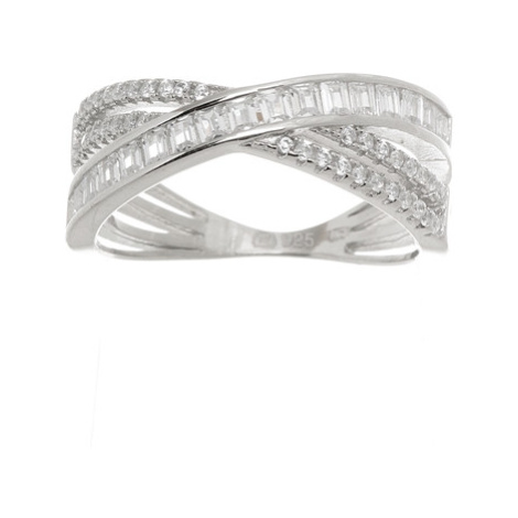 Dámský stříbrný prsten s čirými zirkony AGG518 Beneto