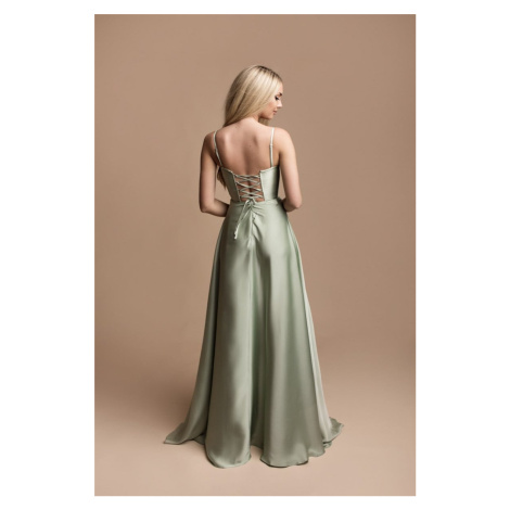 Světle zelené dlouhé šaty se šněrováním Emma Paris Style