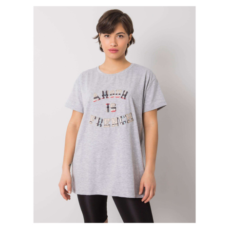 Šedé dámské tričko s nápisem Fashionhunters