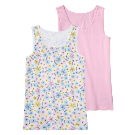 pepperts!® Dívčí top / košilka s BIO bavlnou, 2 kusy (květiny vzorovaná / růžová)
