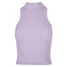 Ladies Short Rib Knit Turtleneck Top - lilac