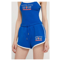 Bavlněné šortky Tommy Jeans Archive Games s potiskem, medium waist, DW0DW18540