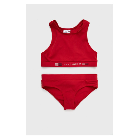 Dětské plavky Tommy Hilfiger červená barva