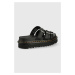 Kožené pantofle Dr. Martens dámské, černá barva, na platformě, DM25456001.Blaire.Slid-Black.Hydr