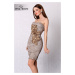 3102-1 Pleated dress with camouflage motif - brown