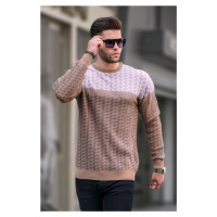 Madmext Beige Patterned Men's Knitted Sweater 5977