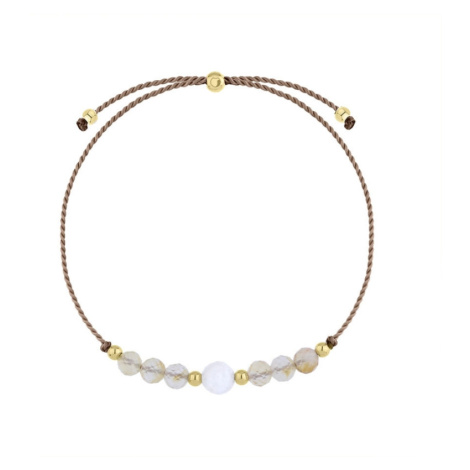 Manoki Náramek se šňůrkou znamení zvěrokruhu Blíženec - citrín, měsíční kámen BA1201CM 24 cm