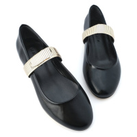 Marjin Women's Gold Band Flat Flats Rosva Black