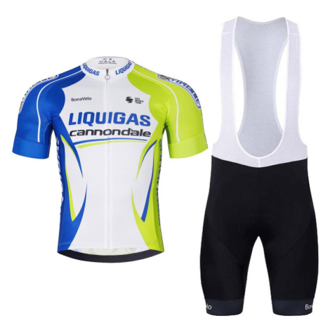 BONAVELO Cyklistický krátký dres a krátké kalhoty - LIQUIGAS CANNONDALE - modrá/zelená/černá