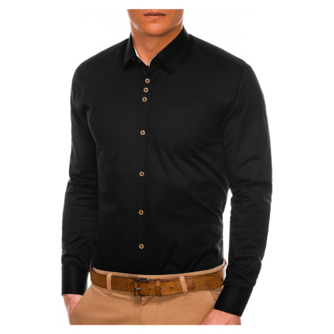 Pánská elegantní košile s dlouhým rukávem K302 - černá
