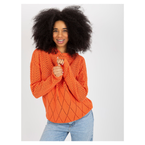 Oranžový dámský letní svetr s kapucí Fashionhunters