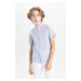 DEFACTO Boy Regular Fit Stand Collar Linen Look Shirt