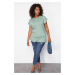 Trendyol Curve Mint 100% Cotton More Sustainable Stitching Detailed Knitted Blouse