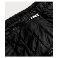 Černá prošívaná dámská bunda s pružnými vsadkami (RQW-7012)