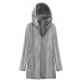 Světle šedý minimalistický kabát s kapucí (199ART)