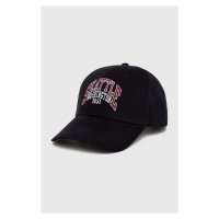 Bavlněná baseballová čepice Hollister Co. černá barva, s aplikací