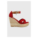 Sandály U.S. Polo Assn. dámské, červená barva, na klínku