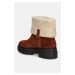 Semišové boty Tommy Hilfiger FAUX FUR SUEDE ROLL-DOWN BOOT hnědá barva, na plochém podpatku, zat