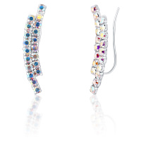 JwL Luxury Pearls Blyštivé podélné náušnice s krystaly JL0741
