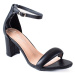 Trendy černé sandály dámské na širokém podpatku