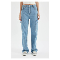 DEFACTO 90's Wide Leg High Waist Long Jean Washed Trousers