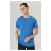 ALTINYILDIZ CLASSICS Pánské tričko s logem Indigo Slim Fit Slim Fit s kulatým výstřihem 100% bav