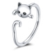 Stříbrný prsten roztomilá kočka