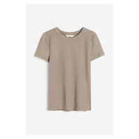 H & M - Žebrované tričko z modalové směsi - hnědá