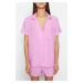 Trendyol Light Pink Viscose Shirt-Short Woven Pajamas Set