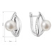 Stříbrné náušnice visací s říční perlou bílé 21100.1B
