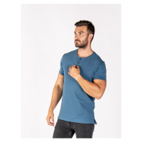 Pánské rozstřižené tričko | knoflíček | Denim blue
