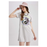 DEFACTO Regular Fit Crew Neck Combed Short Sleeve Dress