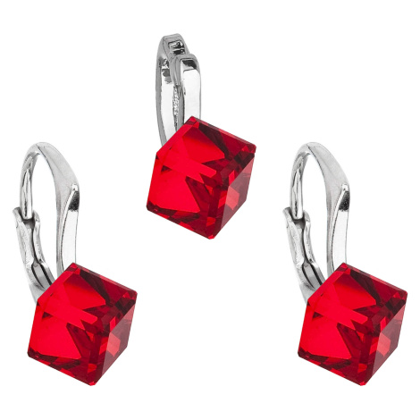 Evolution Group Sada šperků s krystaly náušnice a přívěsek červená kostička 39068.3 lt.siam