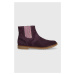 Dětské semišové kotníkové boty Pom D'api TRIP JODZIP fialová barva