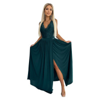 Numoco Dámské společenské šaty Lea tmavě zelená Zelená