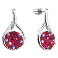 Evolution Group Stříbrné visací náušnice kapky se Swarovski krystaly 31305.3 cherry