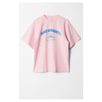 H & M - Oversized Print T-Shirt - růžová