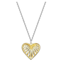Stříbrný náhrdelník 925 - dvoubarevný přívěsek srdce, výřezy
