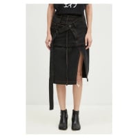 Džínová sukně Ottolinger Signature Wrap Denim Skirt šedá barva, midi, áčková, 2217040111