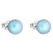Stříbrné náušnice pecka se světle modrou matnou Swarovski perlou 31142.3