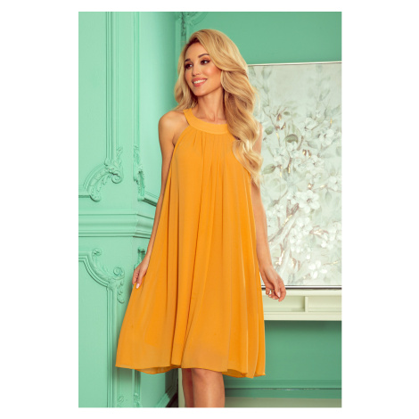 ALIZEE - šifonové šaty s vázáním - medová barva - 350-3 NUMOCO