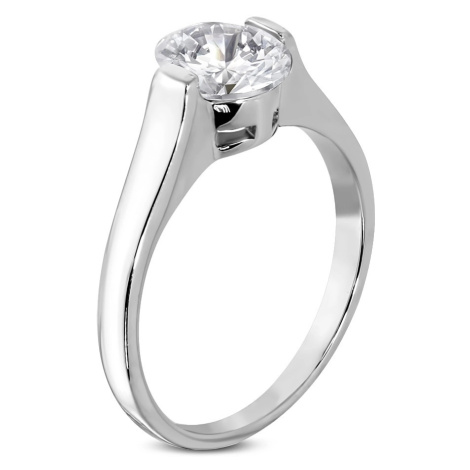 Snubní prsten s čirým velikým oválným zirkonem Šperky eshop
