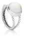 Perlový prsten s dvojitou točenou obroučkou - Bílá / Sterlingové stříbro (925) / 54