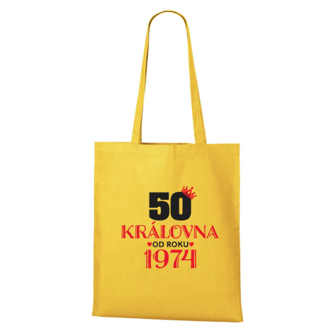 DOBRÝ TRIKO Bavlněná taška s potiskem 50 let královna Barva: Žlutá